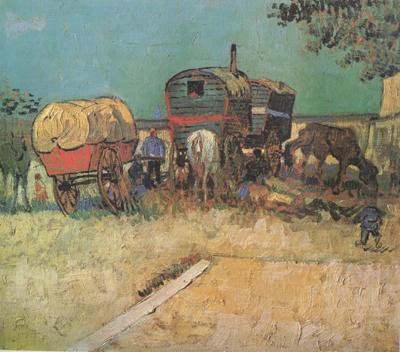 Vincent Van Gogh Encampment of Gypsies with Caravans (nn04) china oil painting image